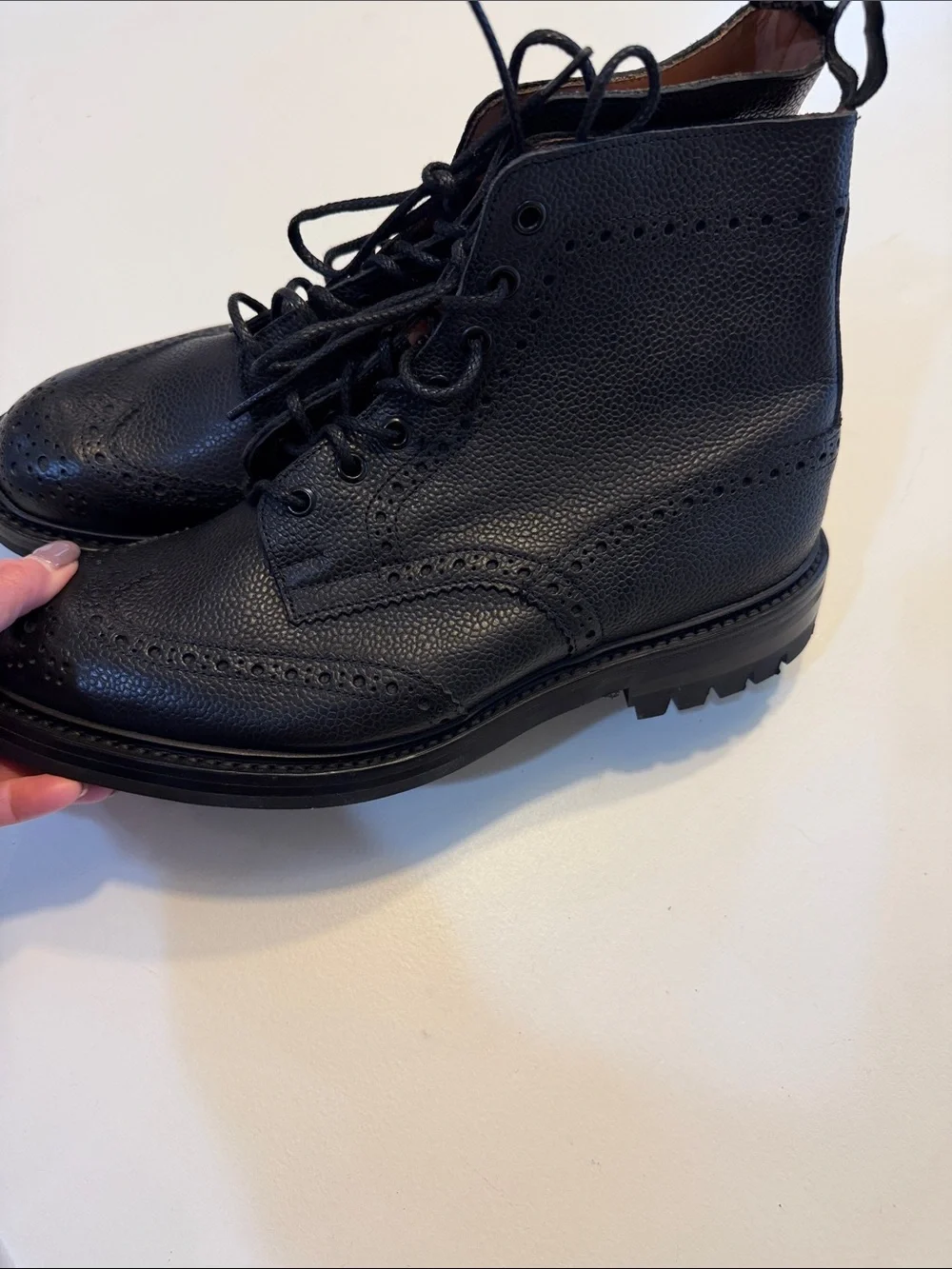 Todd Snyder Trickers Black Leather  Lace-Up Boots Sz 9.5.  New. No box.  Bag1